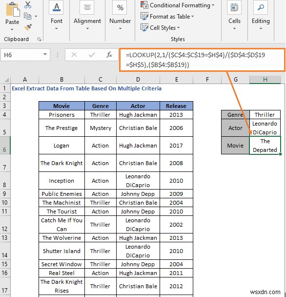 How to Extract Data From Table Based on Multiple Criteria in Excel