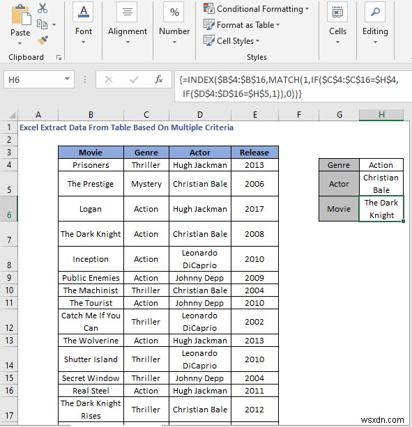 How to Extract Data From Table Based on Multiple Criteria in Excel