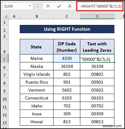 How to Convert Number to Text with Leading Zeros in Excel