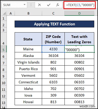 How to Convert Number to Text with Leading Zeros in Excel