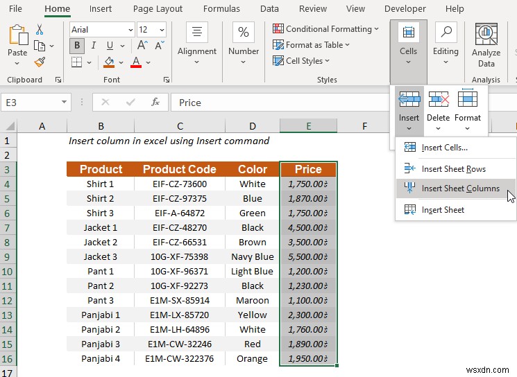 How to insert column in Excel (Quick 5 methods)