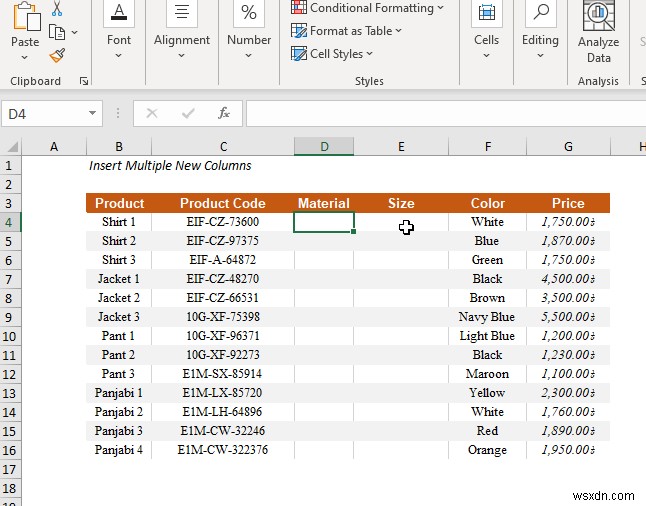 How to insert column in Excel (Quick 5 methods)