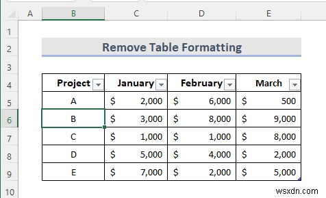 How to Remove Table in Excel (6 Methods)