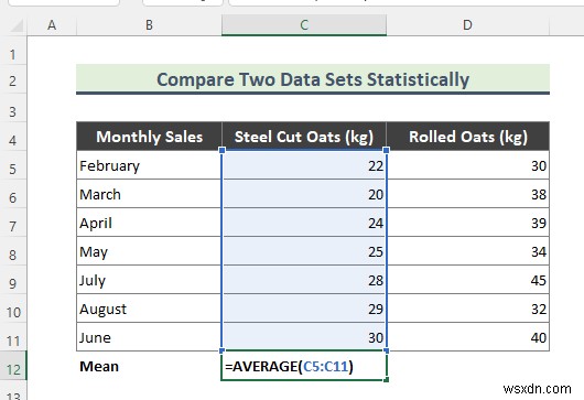 Statistical Comparison of Two Data Sets Excel