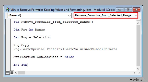VBA to Remove Formulas in Excel Keeping Values and Formatting