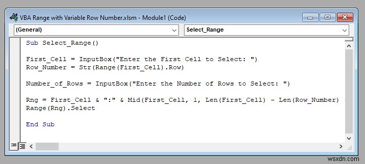 VBA Range with Variable Row Number in Excel (4 Examples)
