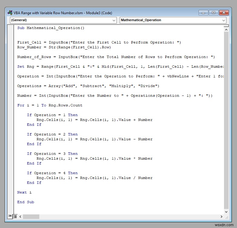 VBA Range with Variable Row Number in Excel (4 Examples)