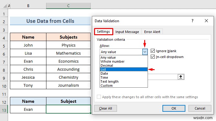 Create Excel Drop Down List from Table (5 Examples)