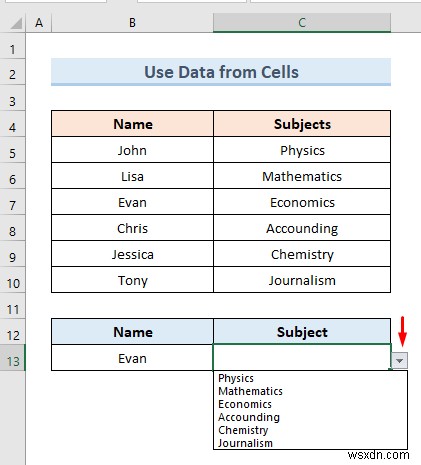 Create Excel Drop Down List from Table (5 Examples)