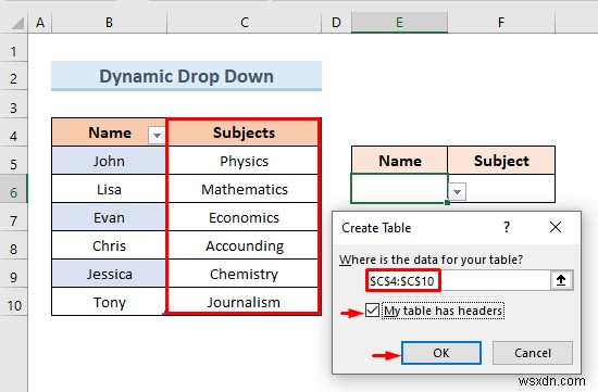 Create Excel Drop Down List from Table (5 Examples)