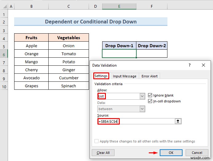 Create Excel Drop Down List from Table (5 Examples)
