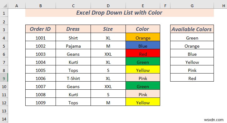 How to Create Excel Drop Down List with Color (2 Ways)