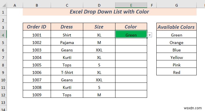 How to Create Excel Drop Down List with Color (2 Ways)