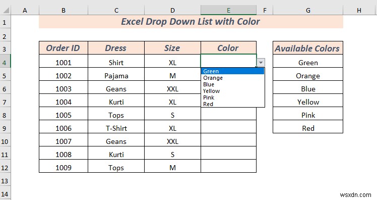 How to Create Excel Drop Down List with Color (2 Ways)