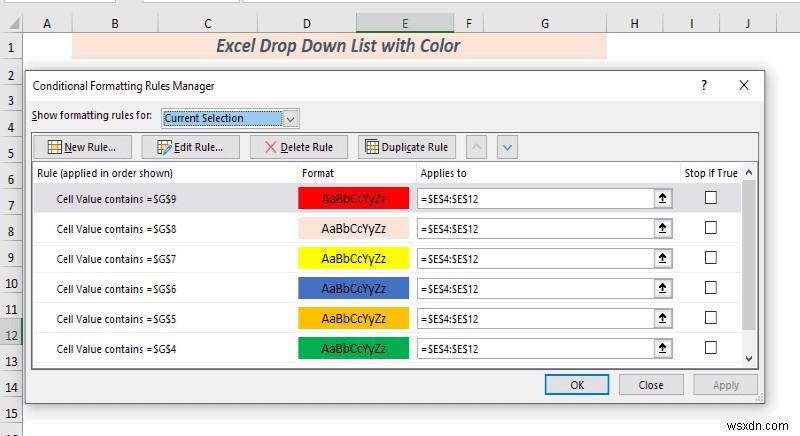 How to Create Excel Drop Down List with Color (2 Ways)