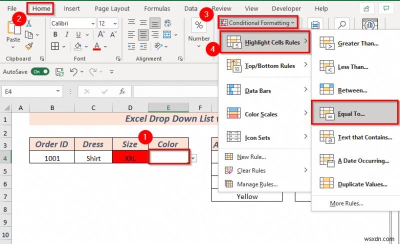 How to Create Excel Drop Down List with Color (2 Ways)