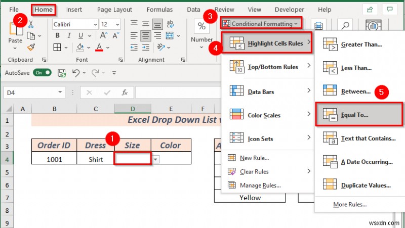 How to Create Excel Drop Down List with Color (2 Ways)