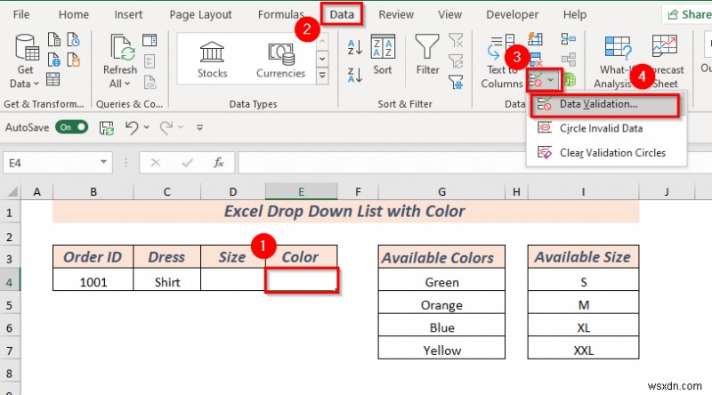 How to Create Excel Drop Down List with Color (2 Ways)