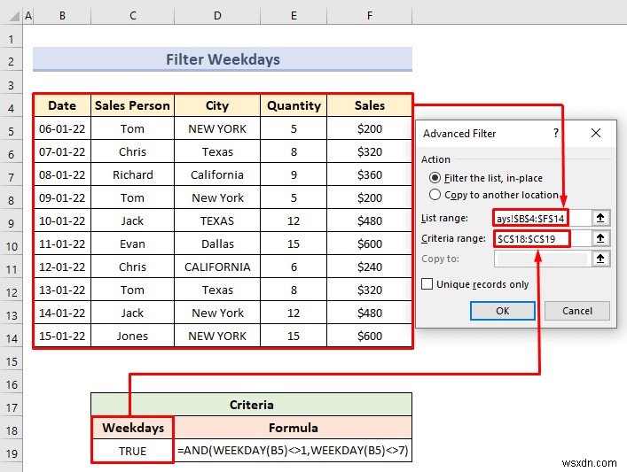 Advanced Filter with Criteria Range in Excel (18 Applications)