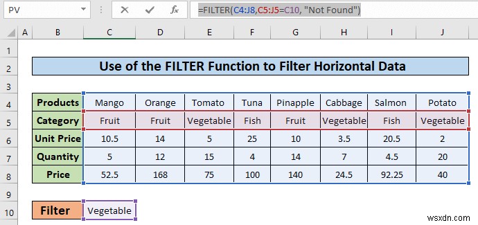 How to Filter Horizontal Data in Excel (3 Methods)