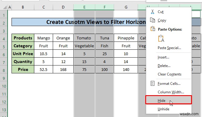 How to Filter Horizontal Data in Excel (3 Methods)