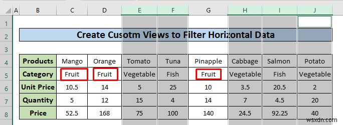 How to Filter Horizontal Data in Excel (3 Methods)