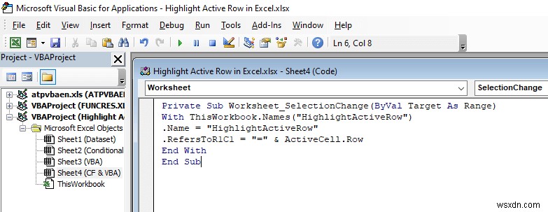 How to Highlight Active Row in Excel (3 Methods)
