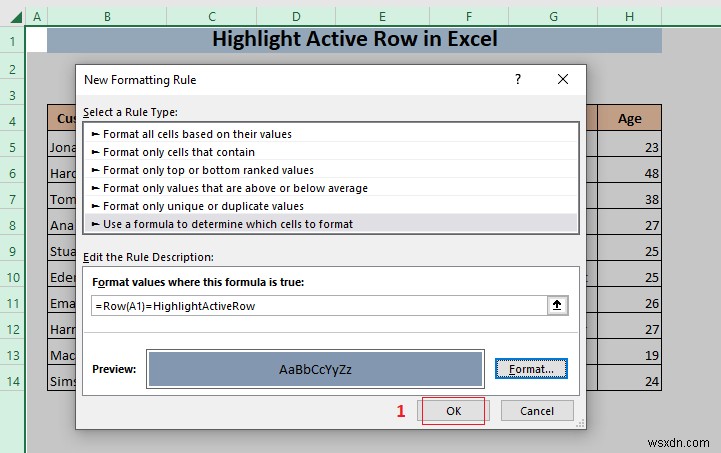 How to Highlight Active Row in Excel (3 Methods)