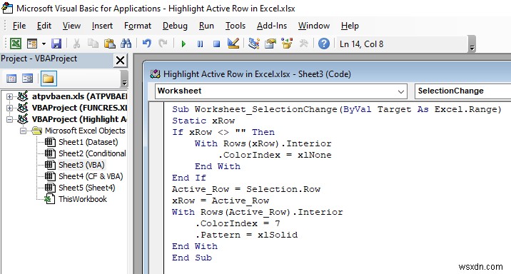How to Highlight Active Row in Excel (3 Methods)
