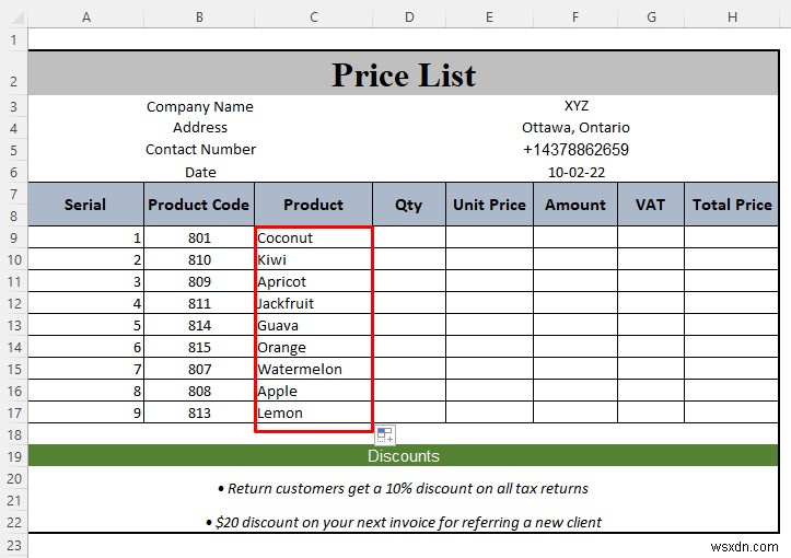 How to Make a Price List in Excel (Step by Step Guidelines)