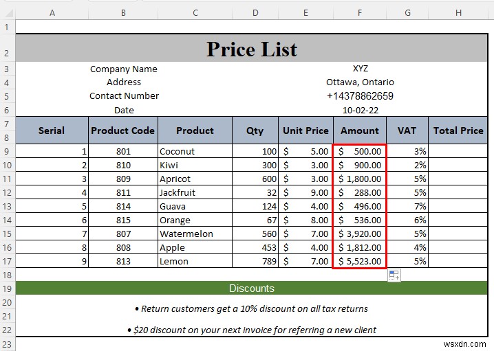 How to Make a Price List in Excel (Step by Step Guidelines)