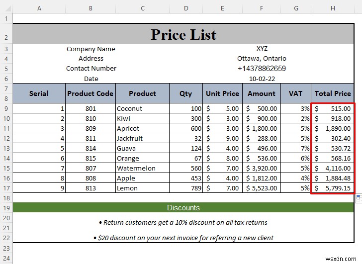 How to Make a Price List in Excel (Step by Step Guidelines)