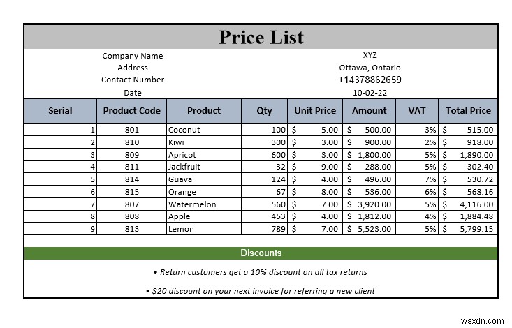 How to Make a Price List in Excel (Step by Step Guidelines)