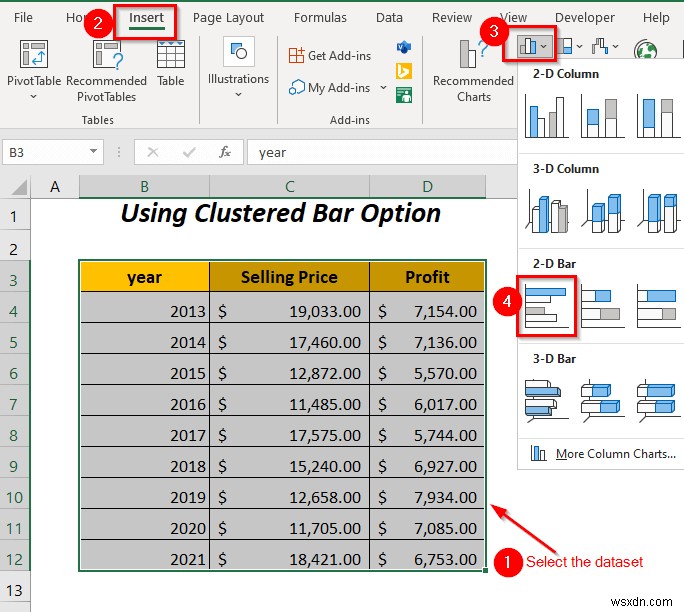 How to Combine Two Bar Graphs in Excel (5 Ways)