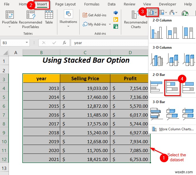 How to Combine Two Bar Graphs in Excel (5 Ways)