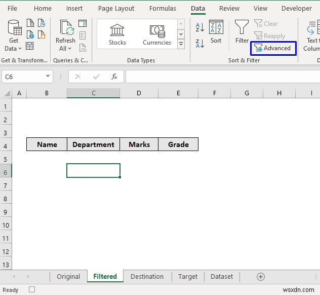 VBA to Copy Data to Another Sheet with Advanced Filter in Excel
