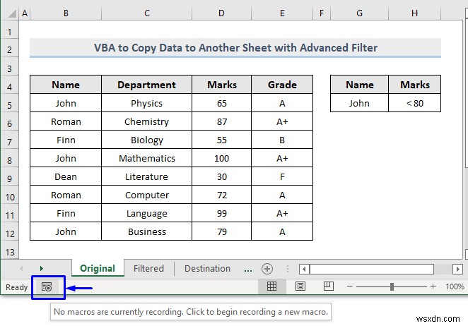 VBA to Copy Data to Another Sheet with Advanced Filter in Excel