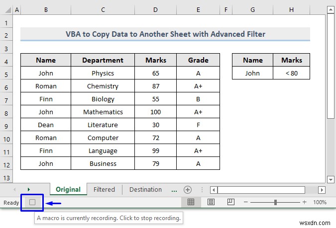 VBA to Copy Data to Another Sheet with Advanced Filter in Excel