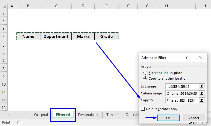 VBA to Copy Data to Another Sheet with Advanced Filter in Excel