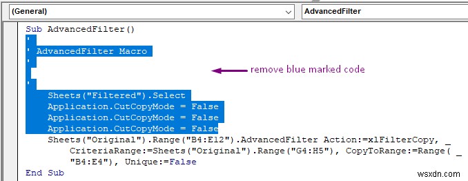 VBA to Copy Data to Another Sheet with Advanced Filter in Excel