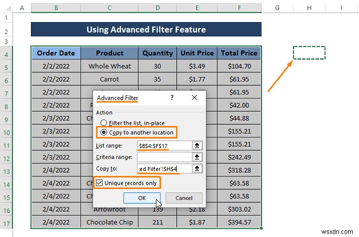 How to Use Advanced Filter for Unique Records Only in Excel
