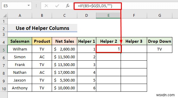 Creating a Drop Down Filter to Extract Data Based on Selection in Excel