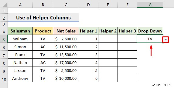 Creating a Drop Down Filter to Extract Data Based on Selection in Excel