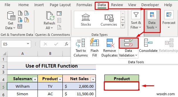 Creating a Drop Down Filter to Extract Data Based on Selection in Excel