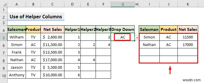 Creating a Drop Down Filter to Extract Data Based on Selection in Excel