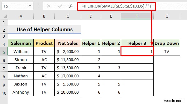 Creating a Drop Down Filter to Extract Data Based on Selection in Excel