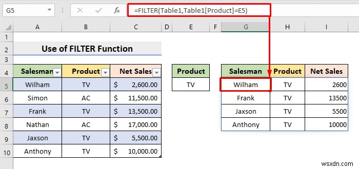 Creating a Drop Down Filter to Extract Data Based on Selection in Excel