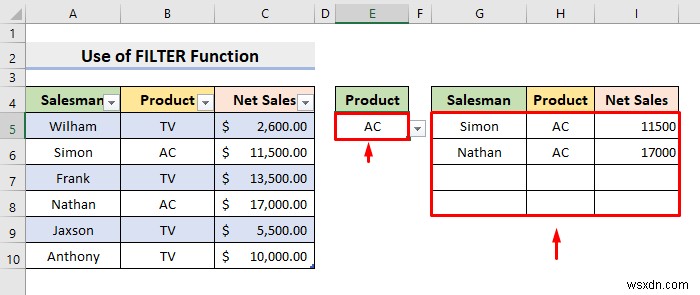 Creating a Drop Down Filter to Extract Data Based on Selection in Excel