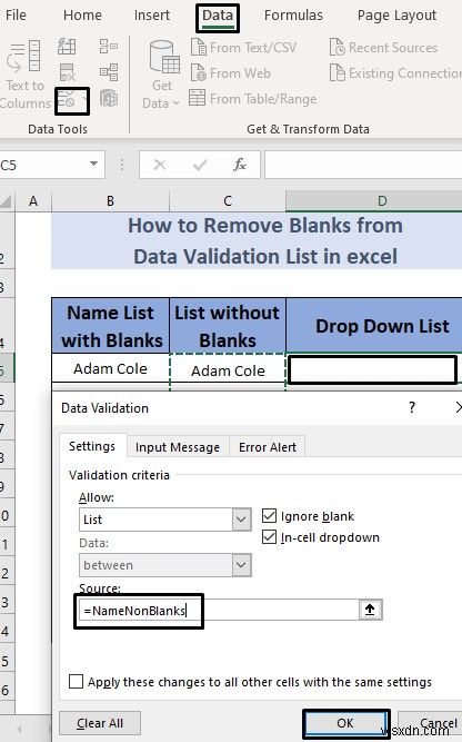 How to Remove Blanks from Data Validation List in Excel (5 Methods)