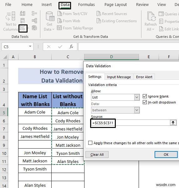 How to Remove Blanks from Data Validation List in Excel (5 Methods)